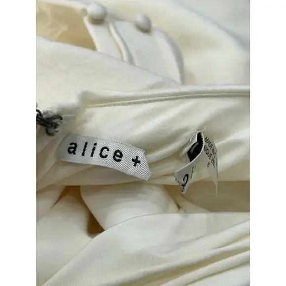 NWT Alice + Olivia Women's Suellen Twist Neck Halter Midi Dress Ecru‎ Size 6 - Picture 9 of 15